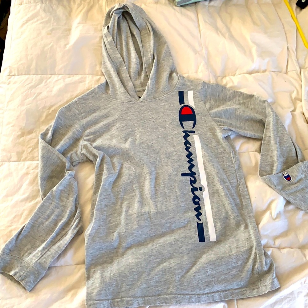 grey long sleeve light weight cotton hoodie